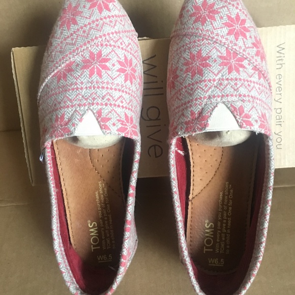 Toms Red Oatmeal Snowflake Women's Classics - Picture 2 of 7